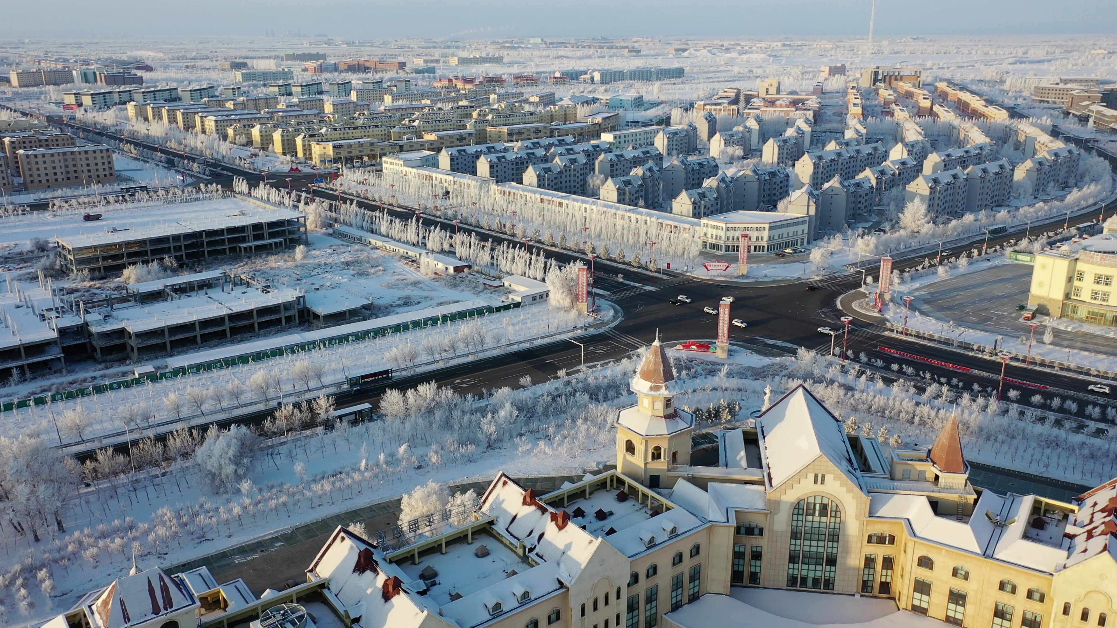 惊艳登场十师北屯市首场雾凇美景